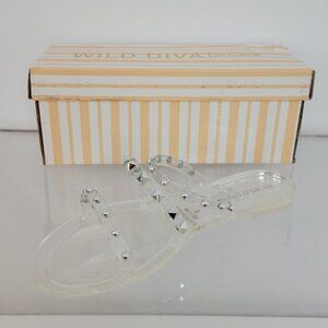 Wild Diva Studded Clear Slides Size 6 NIB